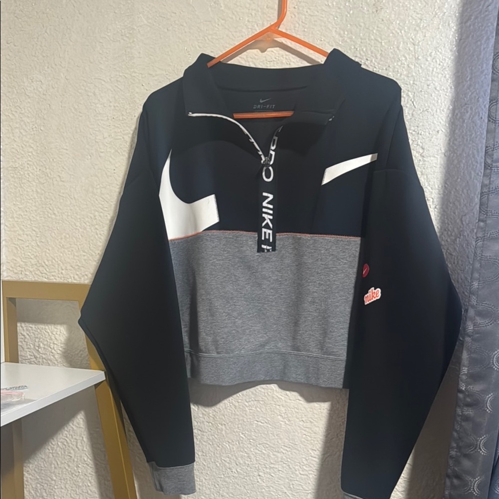 Nike Black and Gray Quarter-Zip Sweatshirt